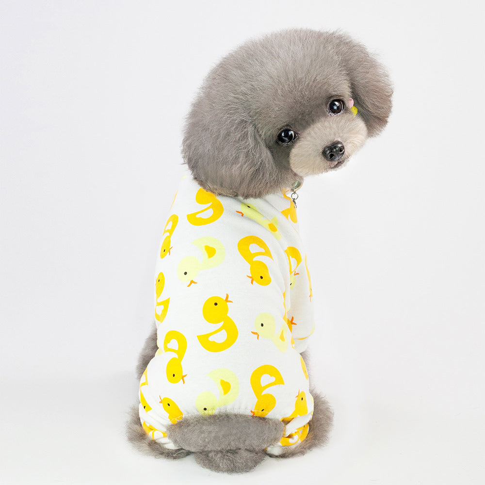 Pet Four-Legged Cotton Home Clothes Dog Pajamas Casual Cartoon Fruit Pattern